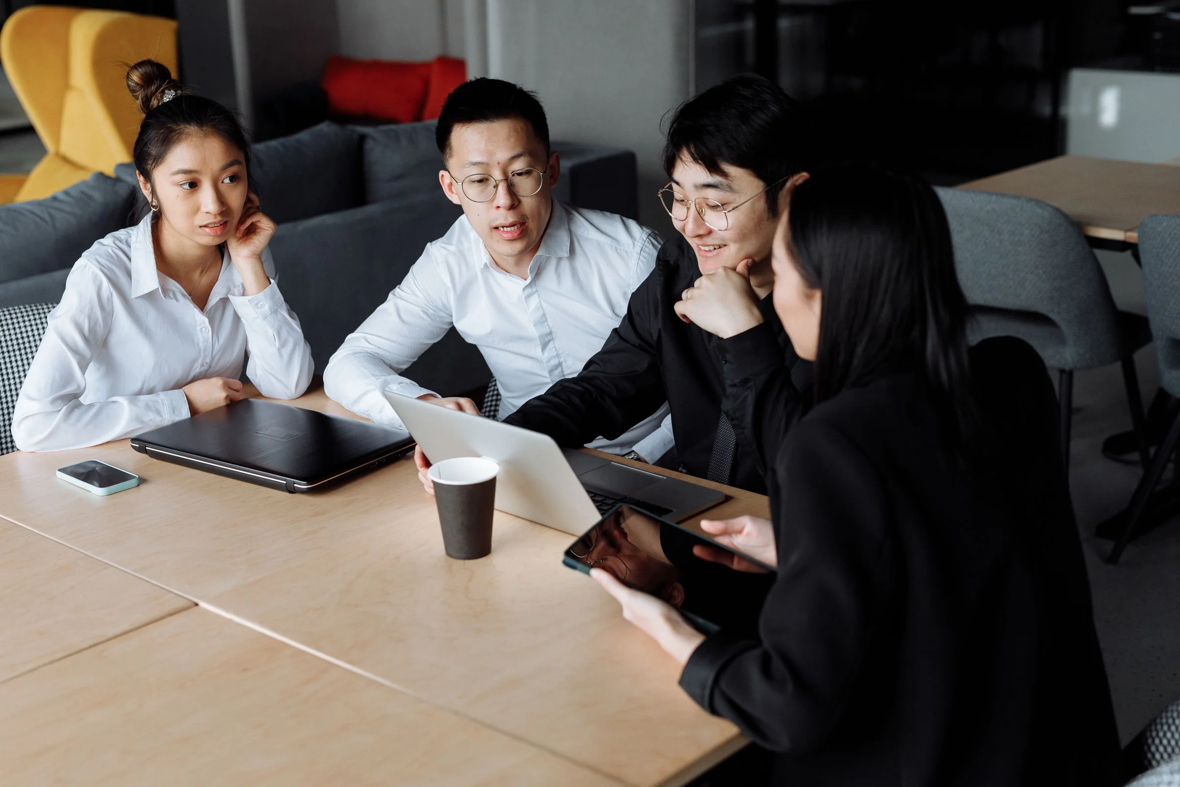 Business partners meeting in a bright office
